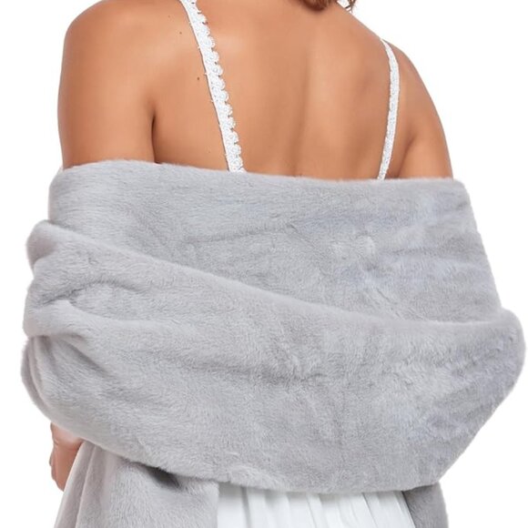 Faux Fur Shawl Wraps for Wedding Womens Soft Winter Scarf Shrug Formal Party